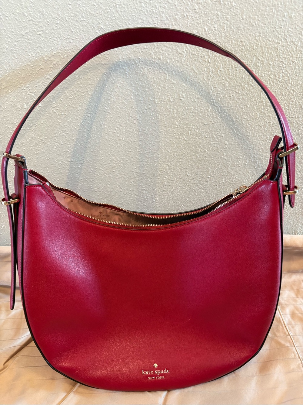 kate spade large Nova Red Leather Shoulder Hobo Bag